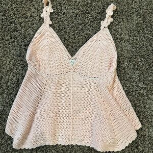 Coral crochet tank top size small